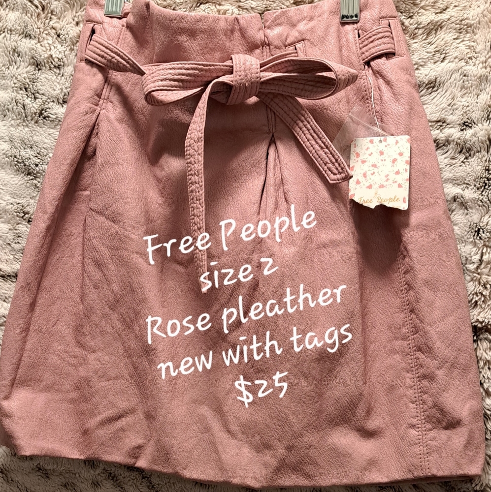 Free People Pink Pleather Skirt